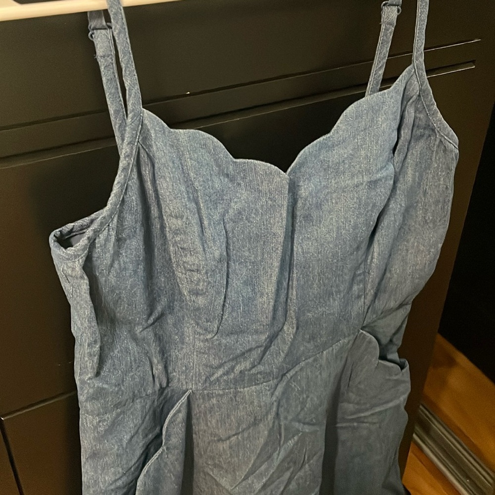 Faux Denim Skater Dress